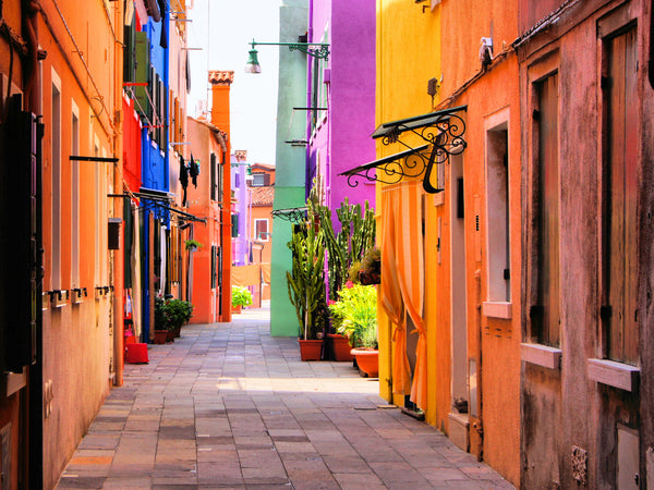 EUROPEAN HOMES WITH COLORED BACK ALLEY