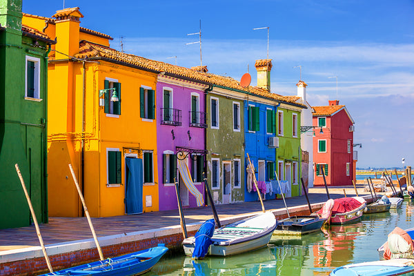 Colorful Fishing Boats, Burano, Venice, Italy