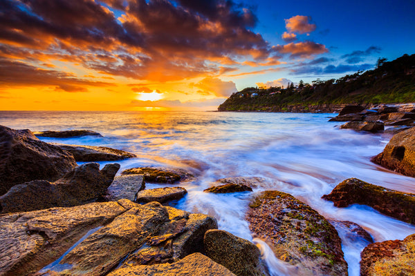 ROCKY SHORE AT SUNSET
